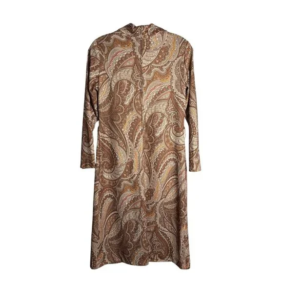 Vintage Walden Classics Paisley 3/4 - Long Sleeve Cowl Neck Dress Size 14 - Picture 4 of 13